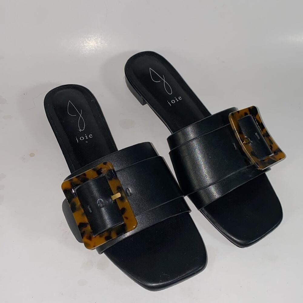 Joie Paige big buckle slip on flat sandals